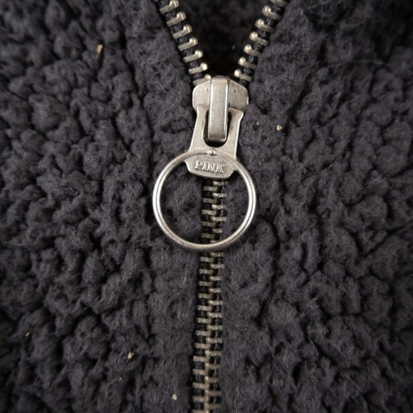 PINK by Victoria's Secret grey 1/2 zip sherpa fleece hoodie size L - Picture 6 of 10